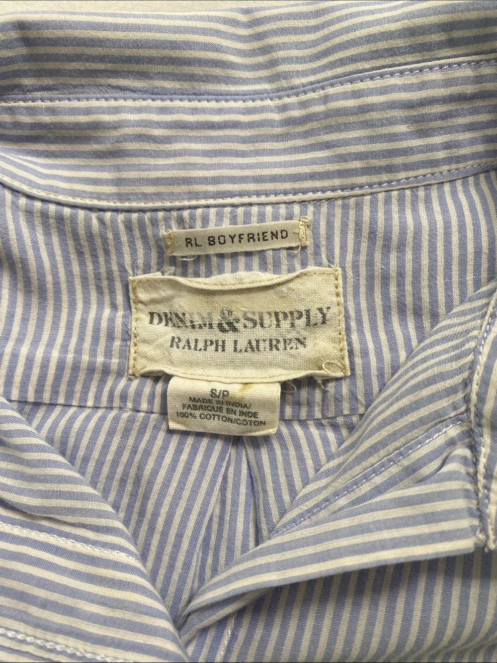 Denim & Supply Ralph Lauren Light Blue Pinstripe Button-Down Shirt - Picture 8 of 8
